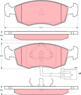 TRW GDB1208 - Kit de plaquettes de frein, frein à disque cwaw.fr