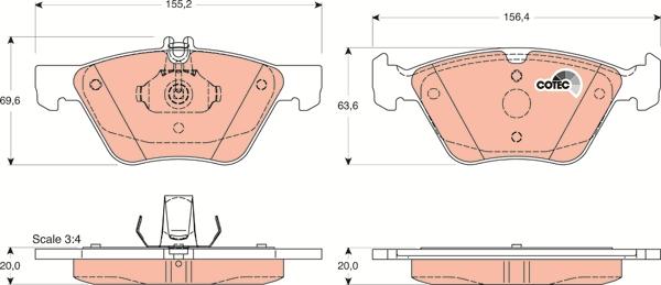 TRW GDB1215 - Kit de plaquettes de frein, frein à disque cwaw.fr