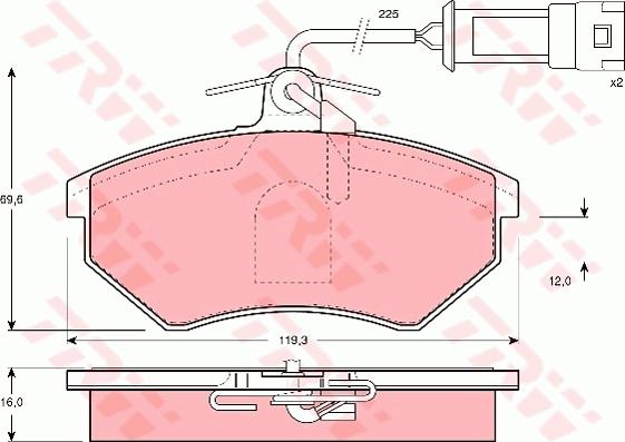 TRW GDB1281 - Kit de plaquettes de frein, frein à disque cwaw.fr