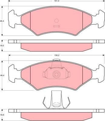 TRW GDB1222 - Kit de plaquettes de frein, frein à disque cwaw.fr