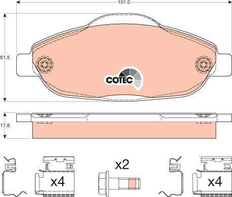 TRW GDB1761 - Kit de plaquettes de frein, frein à disque cwaw.fr