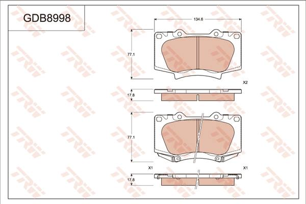 TRW GDB8998 - Kit de plaquettes de frein, frein à disque cwaw.fr