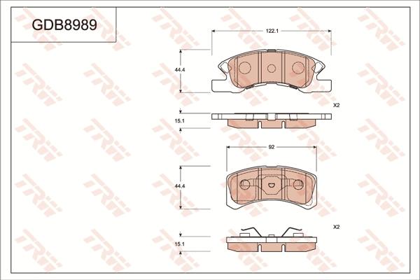 TRW GDB8989 - Kit de plaquettes de frein, frein à disque cwaw.fr