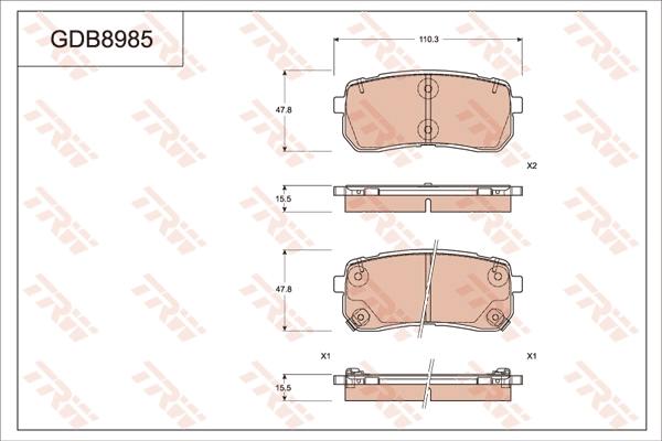 TRW GDB8985 - Kit de plaquettes de frein, frein à disque cwaw.fr