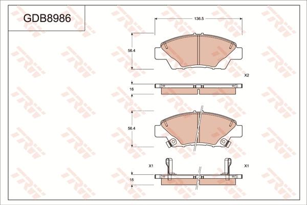 TRW GDB8986 - Kit de plaquettes de frein, frein à disque cwaw.fr