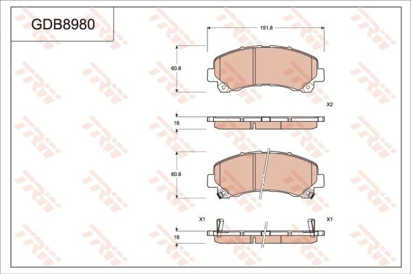 TRW GDB8980 - Kit de plaquettes de frein, frein à disque cwaw.fr