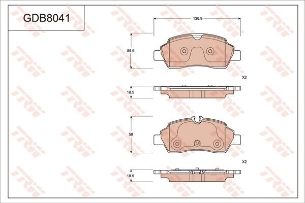 TRW GDB8041 - Kit de plaquettes de frein, frein à disque cwaw.fr