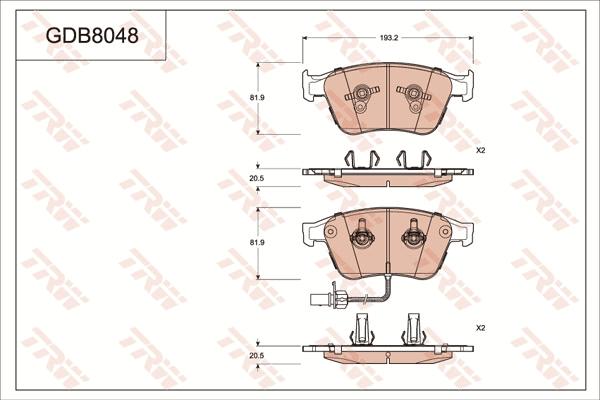 TRW GDB8048 - Kit de plaquettes de frein, frein à disque cwaw.fr