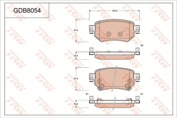 TRW GDB8054AT - Kit de plaquettes de frein, frein à disque cwaw.fr