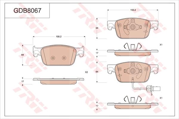 TRW GDB8067 - Kit de plaquettes de frein, frein à disque cwaw.fr