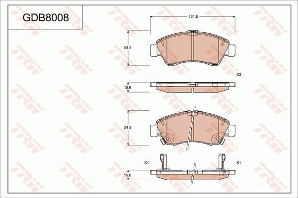 TRW GDB8008 - Kit de plaquettes de frein, frein à disque cwaw.fr