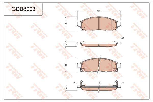 TRW GDB8003AT - Kit de plaquettes de frein, frein à disque cwaw.fr