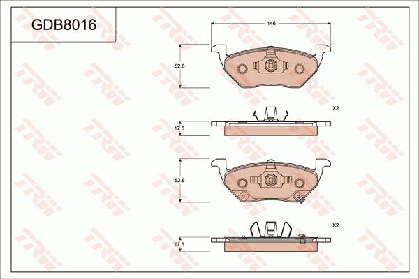 TRW GDB8016 - Kit de plaquettes de frein, frein à disque cwaw.fr