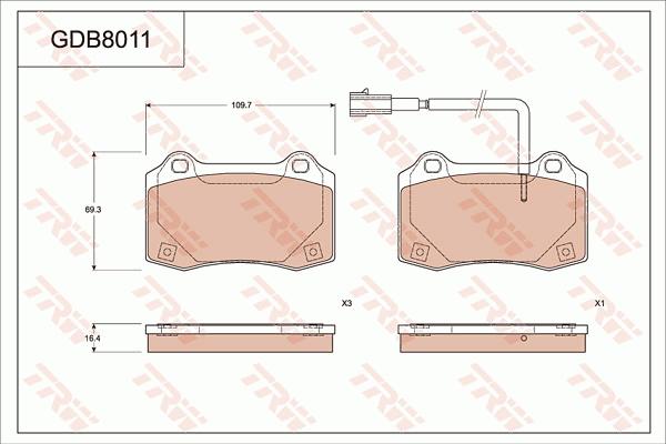 TRW GDB8011 - Kit de plaquettes de frein, frein à disque cwaw.fr