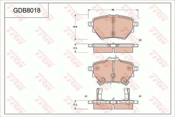 TRW GDB8018 - Kit de plaquettes de frein, frein à disque cwaw.fr