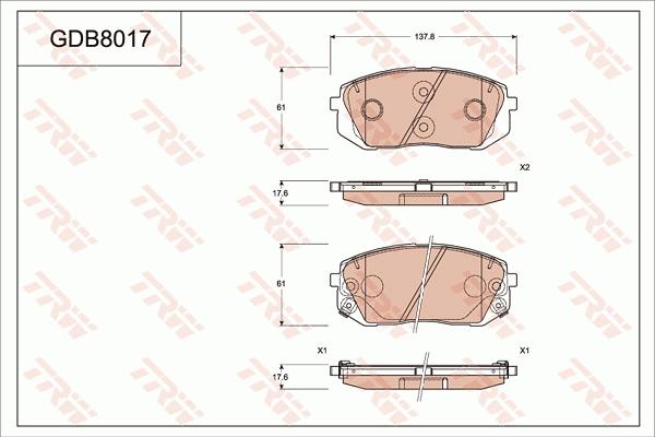 TRW GDB8017 - Kit de plaquettes de frein, frein à disque cwaw.fr