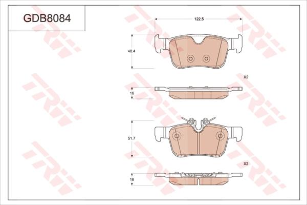 TRW GDB8084 - Kit de plaquettes de frein, frein à disque cwaw.fr