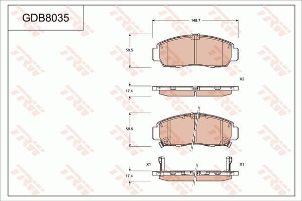 TRW GDB8035 - Kit de plaquettes de frein, frein à disque cwaw.fr