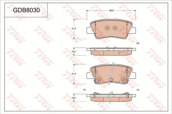 TRW GDB8030 - Kit de plaquettes de frein, frein à disque cwaw.fr