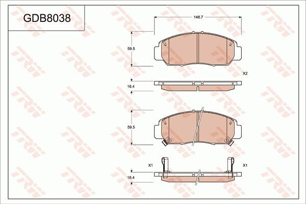 TRW GDB8038AT - Kit de plaquettes de frein, frein à disque cwaw.fr