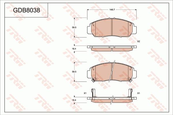 TRW GDB8038 - Kit de plaquettes de frein, frein à disque cwaw.fr