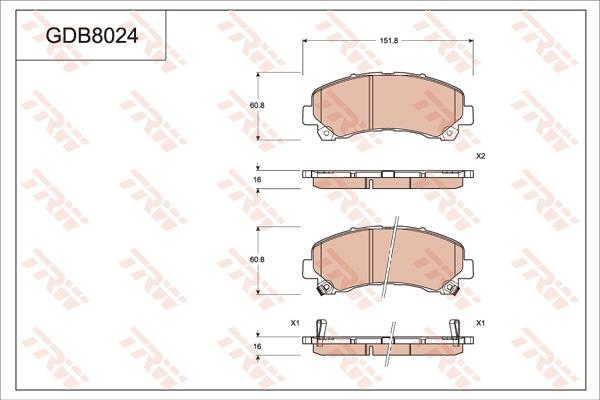 TRW GDB8024 - Kit de plaquettes de frein, frein à disque cwaw.fr