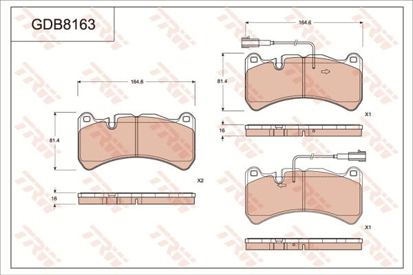 TRW GDB8163 - Kit de plaquettes de frein, frein à disque cwaw.fr