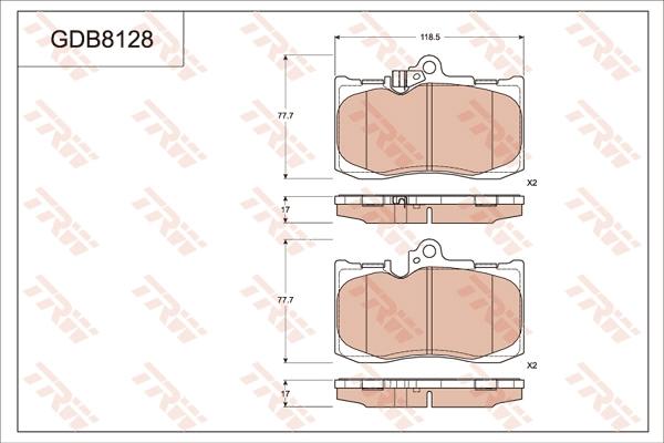 TRW GDB8128 - Kit de plaquettes de frein, frein à disque cwaw.fr