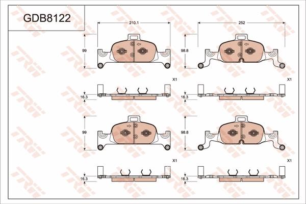 TRW GDB8122 - Kit de plaquettes de frein, frein à disque cwaw.fr