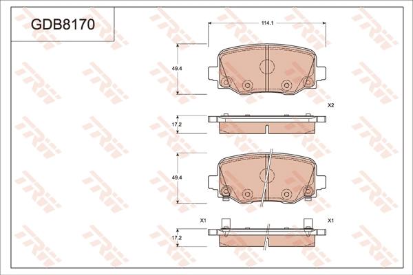 TRW GDB8170 - Kit de plaquettes de frein, frein à disque cwaw.fr