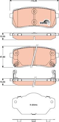 TRW GDB3449 - Kit de plaquettes de frein, frein à disque cwaw.fr