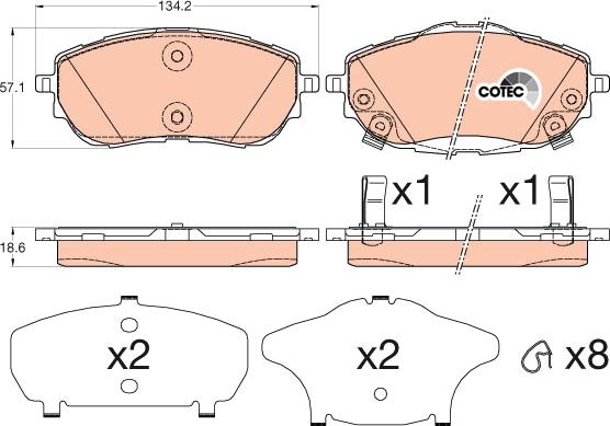 TRW GDB3598 - Kit de plaquettes de frein, frein à disque cwaw.fr