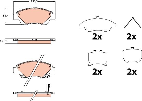 TRW GDB3643 - Kit de plaquettes de frein, frein à disque cwaw.fr