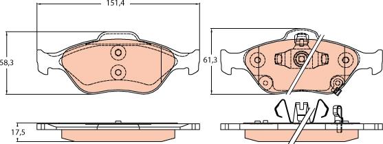 TRW GDB3625 - Kit de plaquettes de frein, frein à disque cwaw.fr