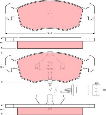 TRW GDB301 - Kit de plaquettes de frein, frein à disque cwaw.fr