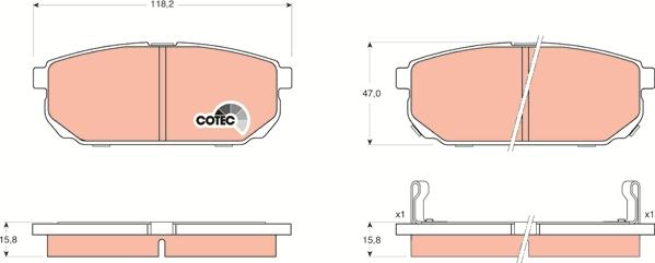 TRW GDB3344 - Kit de plaquettes de frein, frein à disque cwaw.fr