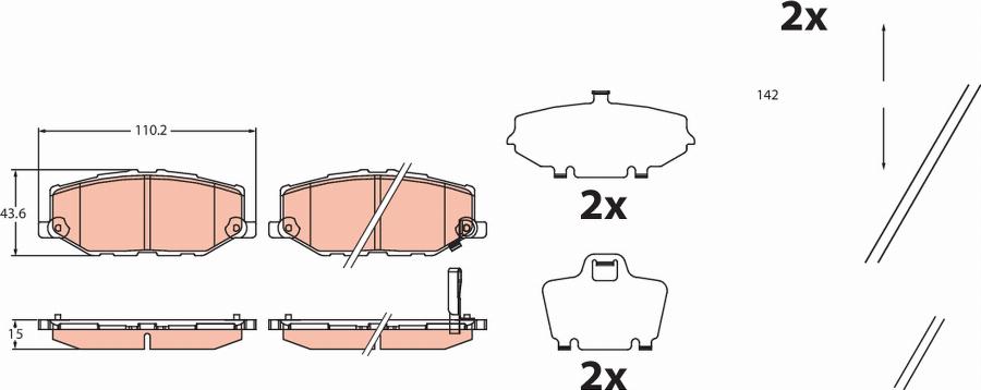 TRW GDB2455 - Kit de plaquettes de frein, frein à disque cwaw.fr