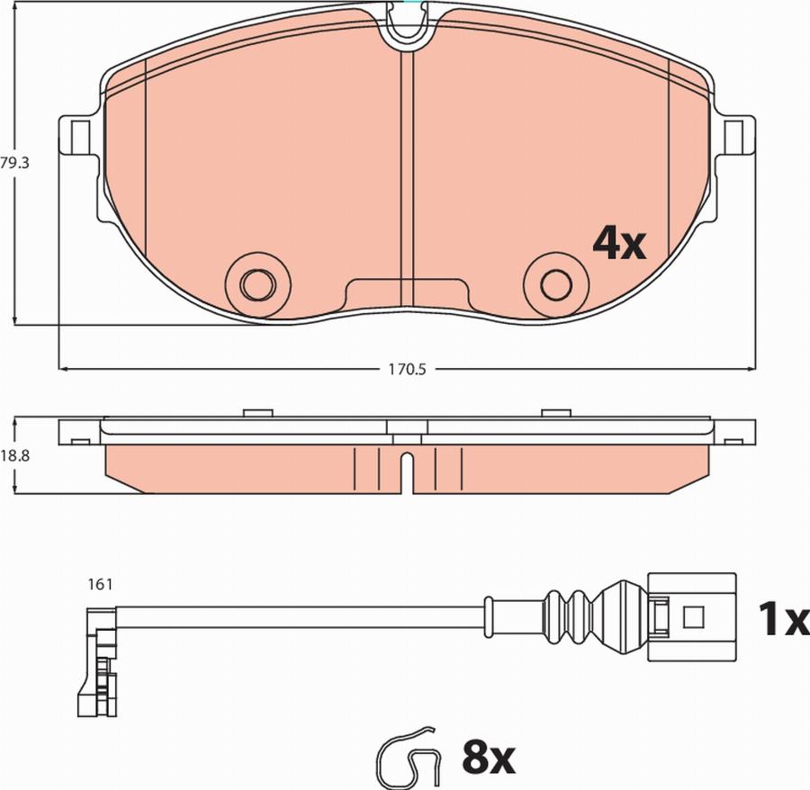 TRW GDB2486 - Kit de plaquettes de frein, frein à disque cwaw.fr