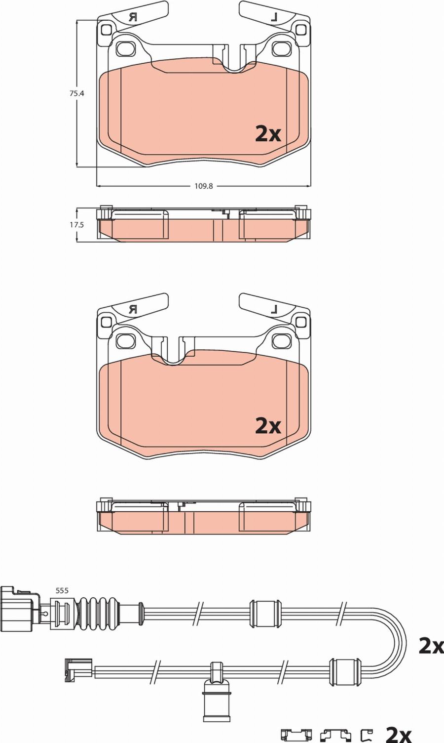 TRW GDB2543 - Kit de plaquettes de frein, frein à disque cwaw.fr