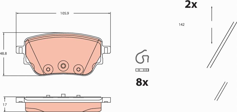 TRW GDB2553 - Kit de plaquettes de frein, frein à disque cwaw.fr