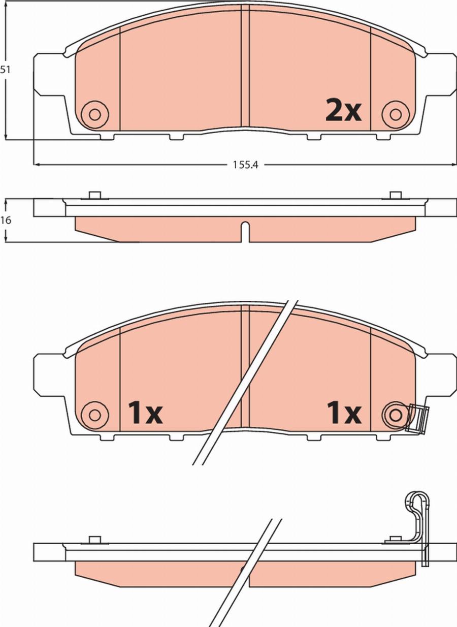 TRW GDB2511 - Kit de plaquettes de frein, frein à disque cwaw.fr