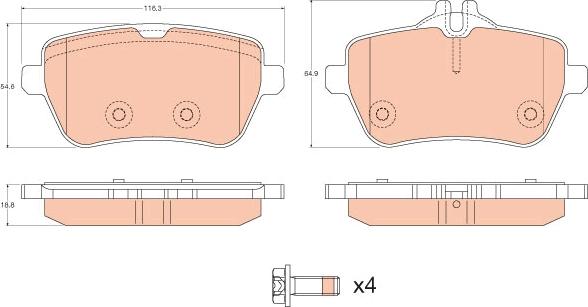 TRW GDB2014 - Kit de plaquettes de frein, frein à disque cwaw.fr