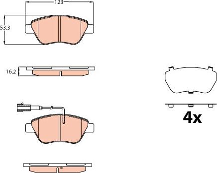 TRW GDB2164 - Kit de plaquettes de frein, frein à disque cwaw.fr