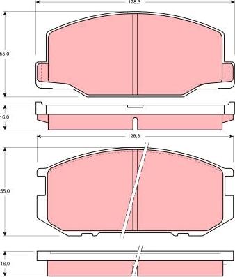 TRW GDB216 - Kit de plaquettes de frein, frein à disque cwaw.fr