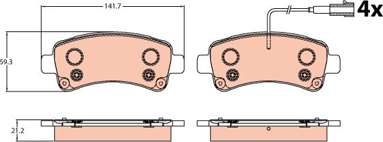 TRW GDB2106 - Kit de plaquettes de frein, frein à disque cwaw.fr