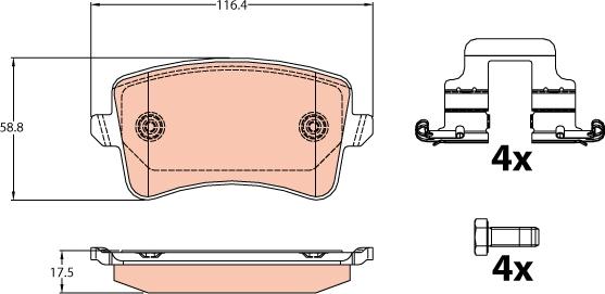 TRW GDB2107 - Kit de plaquettes de frein, frein à disque cwaw.fr