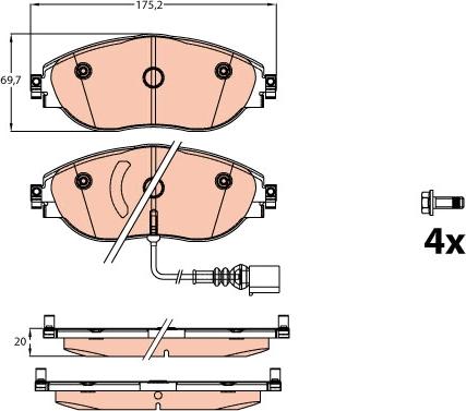 TRW GDB2114 - Kit de plaquettes de frein, frein à disque cwaw.fr