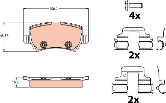 TRW GDB2125 - Kit de plaquettes de frein, frein à disque cwaw.fr