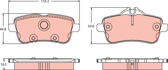 TRW GDB2391 - Kit de plaquettes de frein, frein à disque cwaw.fr