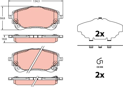 TRW GDB2349 - Kit de plaquettes de frein, frein à disque cwaw.fr